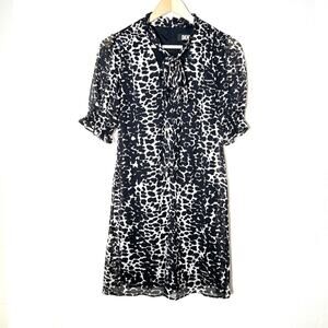 DKNY animal print chiffon black and gray shift dress size 2 B107